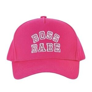 Paris Hilton Boss Babe Varsity Baseball Cap Hot Pink Adjustable Hat Women's New